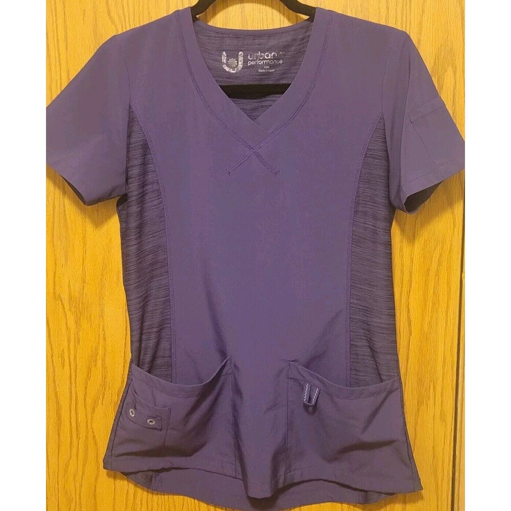 Urbane Performance Womens Stretch Purple Scrub Top,Size XS